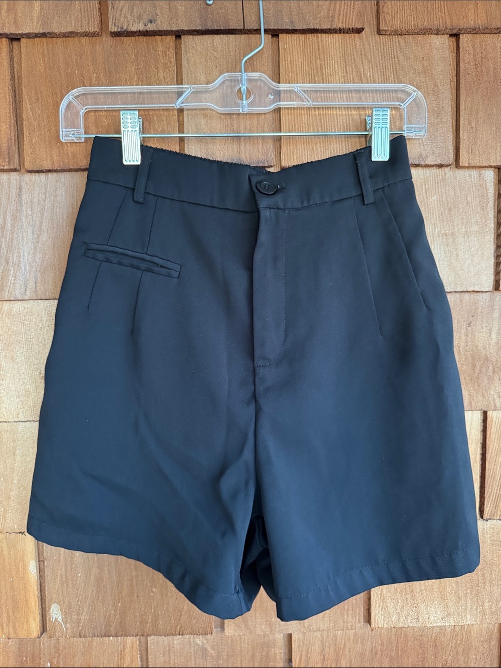 Women's Black Flat Front Dress Shorts